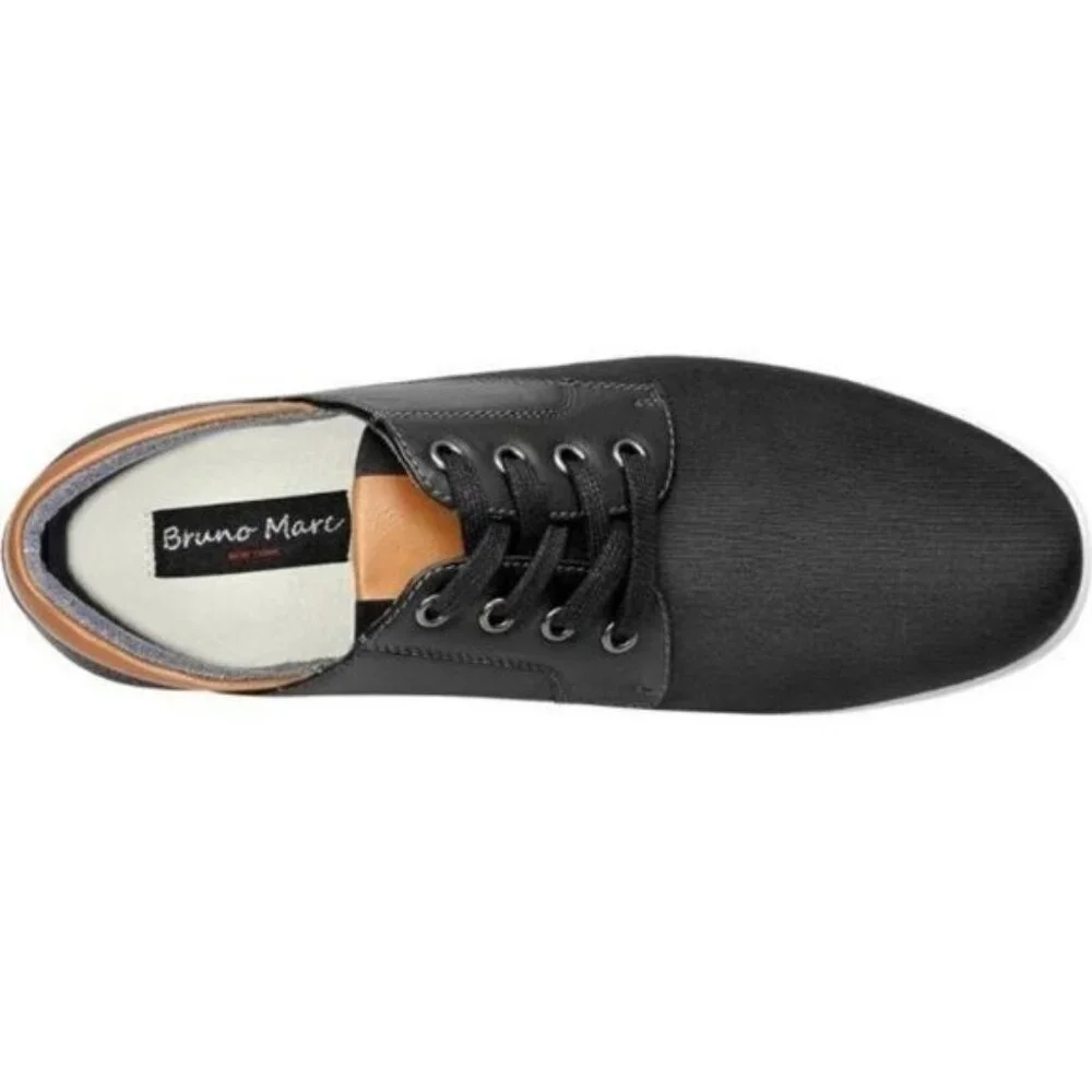 Bruno Marc Men's Black Leather Rivera Oxfords Lace Up Sneakers Non Marking